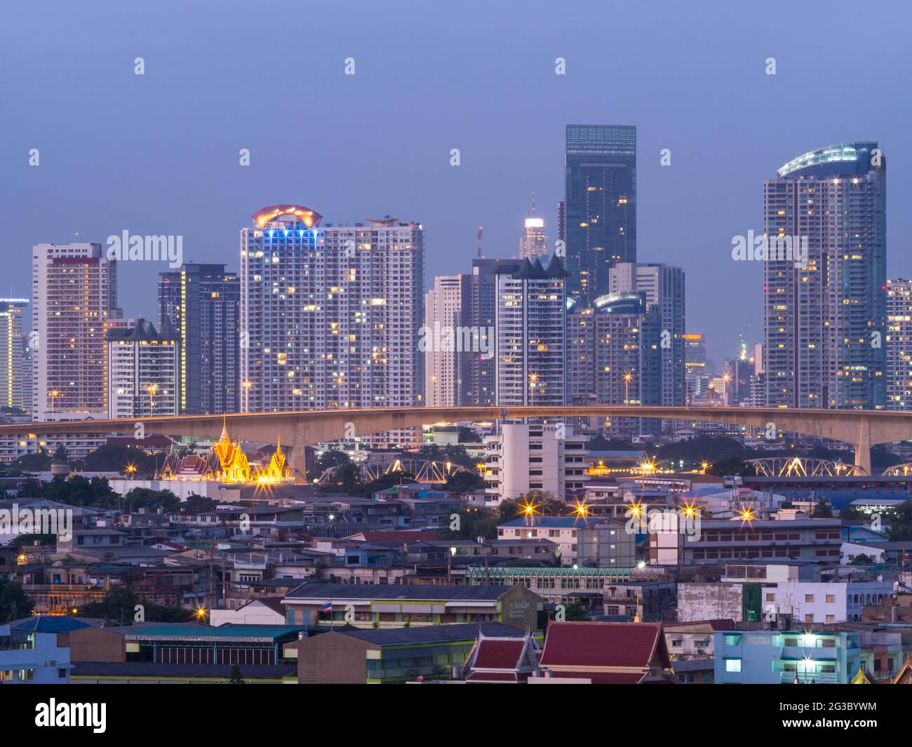 Skyscraper buildings in Bangkok under evening twilight sky Stock Photo ...