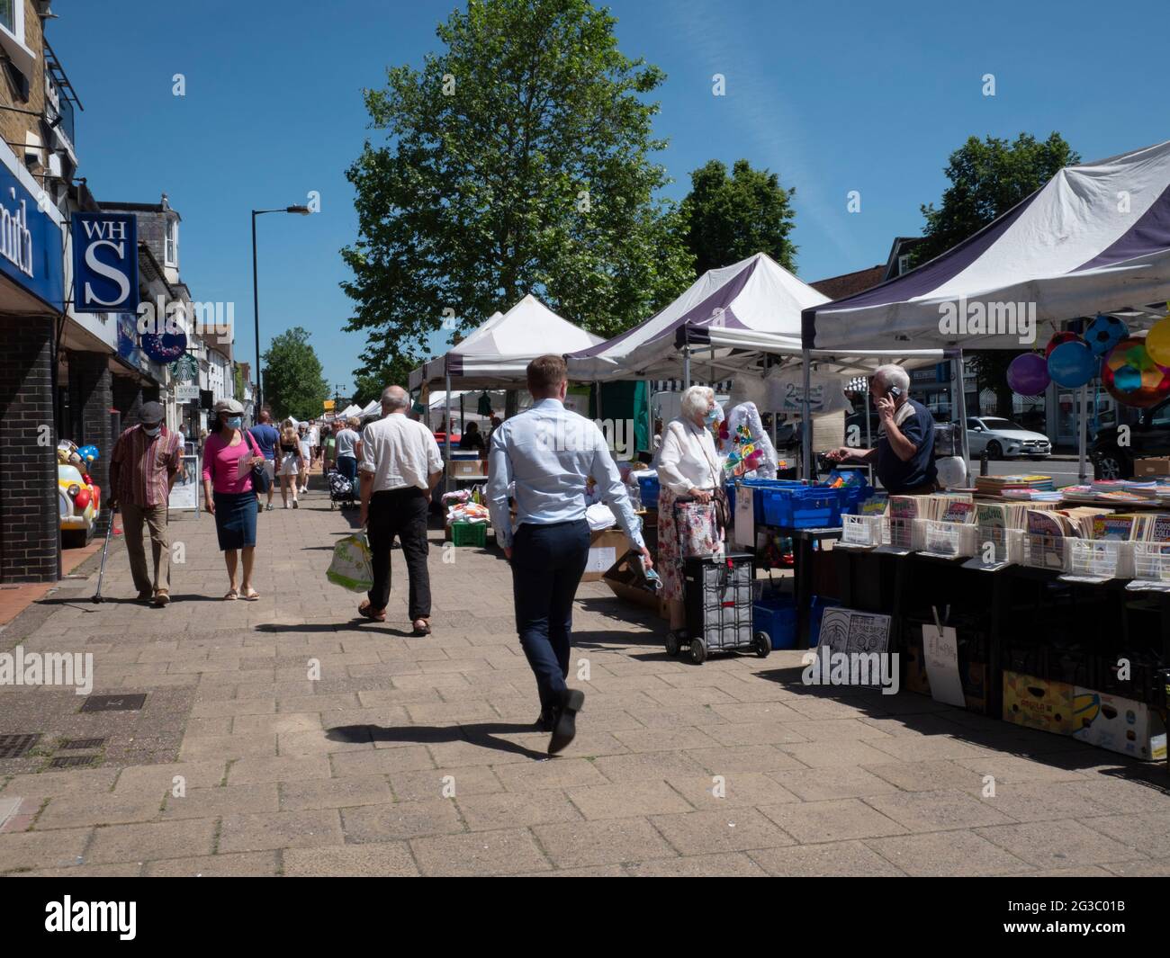 people shopping in Epping Market, Epping Essex Stock Photo Alamy