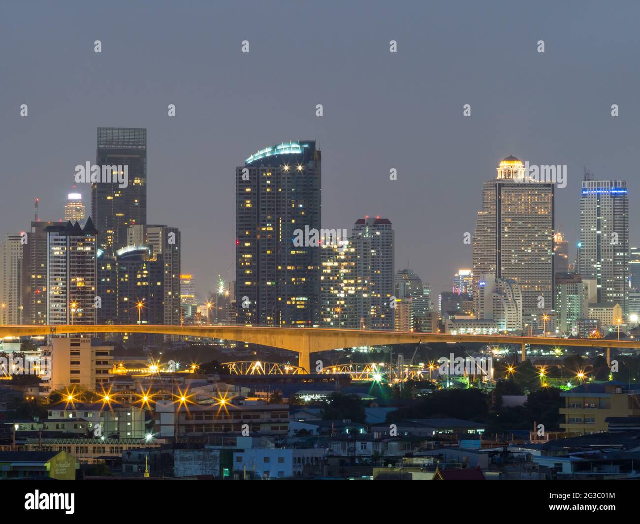 Skyscraper buildings in Bangkok under evening twilight sky Stock Photo ...