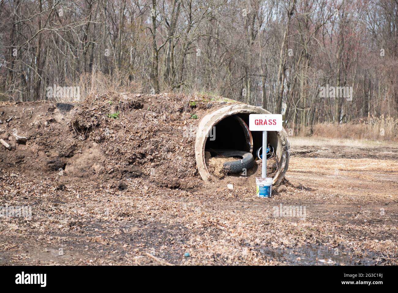 Recycle center for grass clippings. Stock Photo