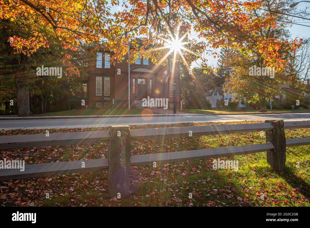 Woods Memorial Library as seen from the Town Common in Barre, Massachusetts Stock Photo Alamy
