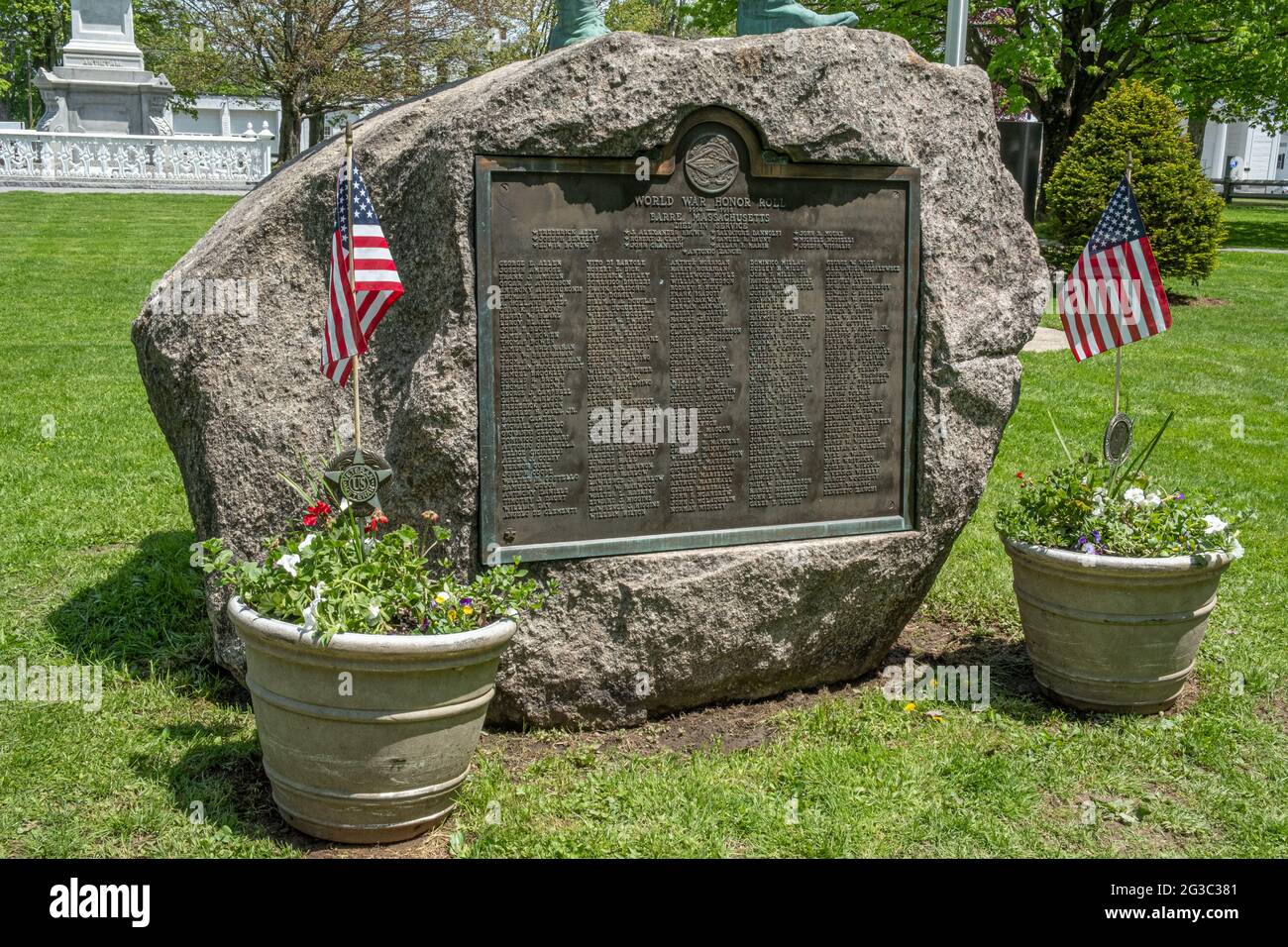 A war memorial on the Town Common in Barre, Massachusetts Stock Photo