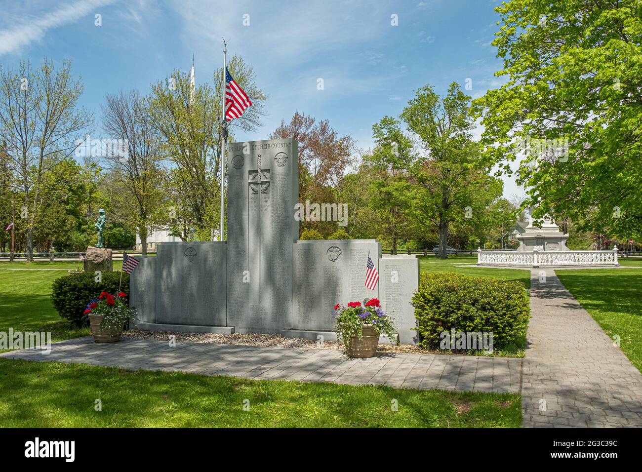 A war memorial on the Town Common in Barre, Massachusetts Stock Photo