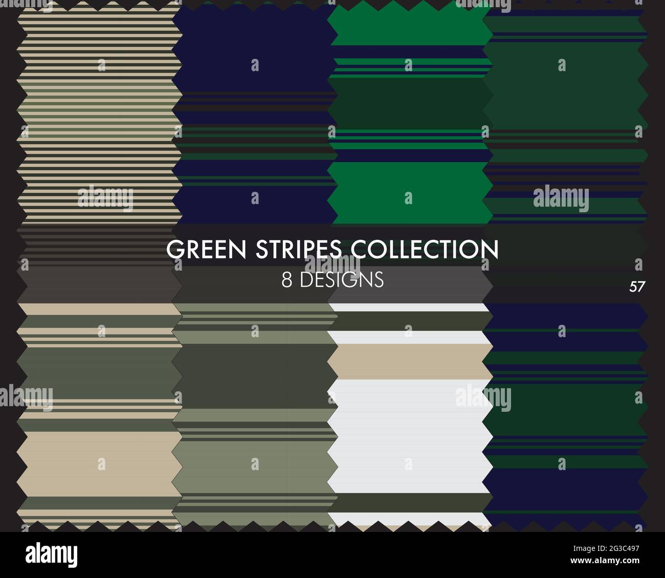 Striped seamless pattern collection includes 8 designs for fashion textiles, graphics Stock Vector