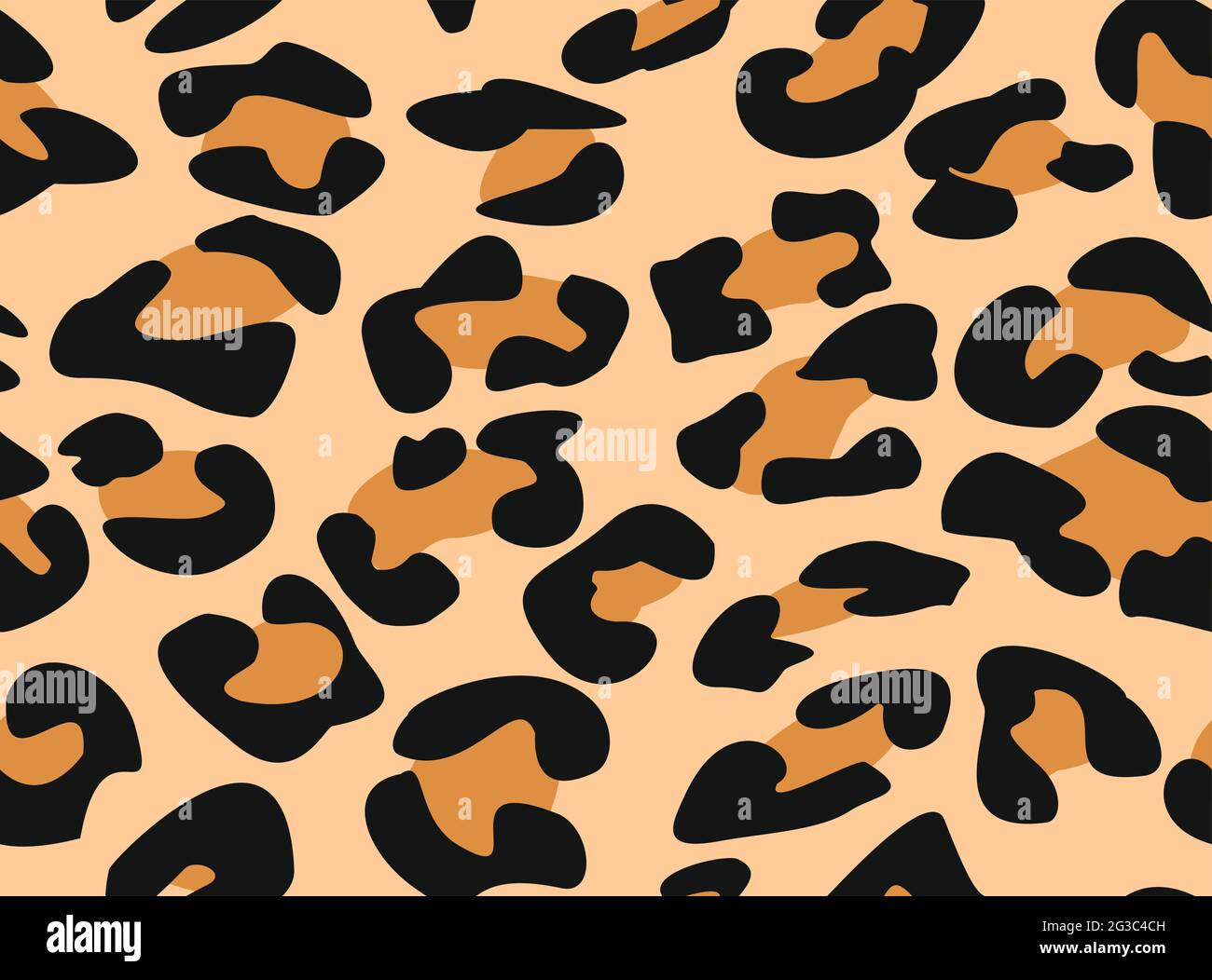 Leopard seamless pattern. Animal texture. Monochrome brown, orange, black spots of a hypard. Animal skin, camouflage color. Vector illustration Stock Vector