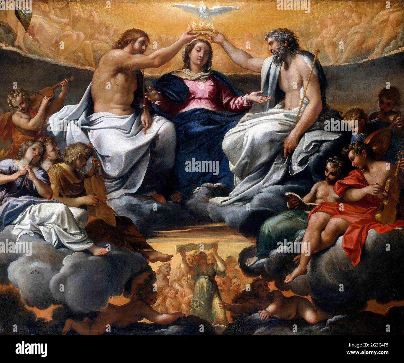 The Coronation of the Virgin by Annibale Carracci (1560-1609), oil on canvas, c. 1595 Stock Photo