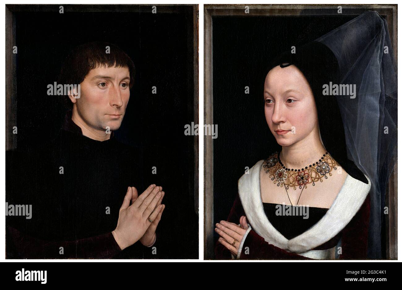 Tommaso di Folco Portinari and Maria Portinari by Hans Memling (c.1430-1494), oil on wood, c. 1470 Stock Photo