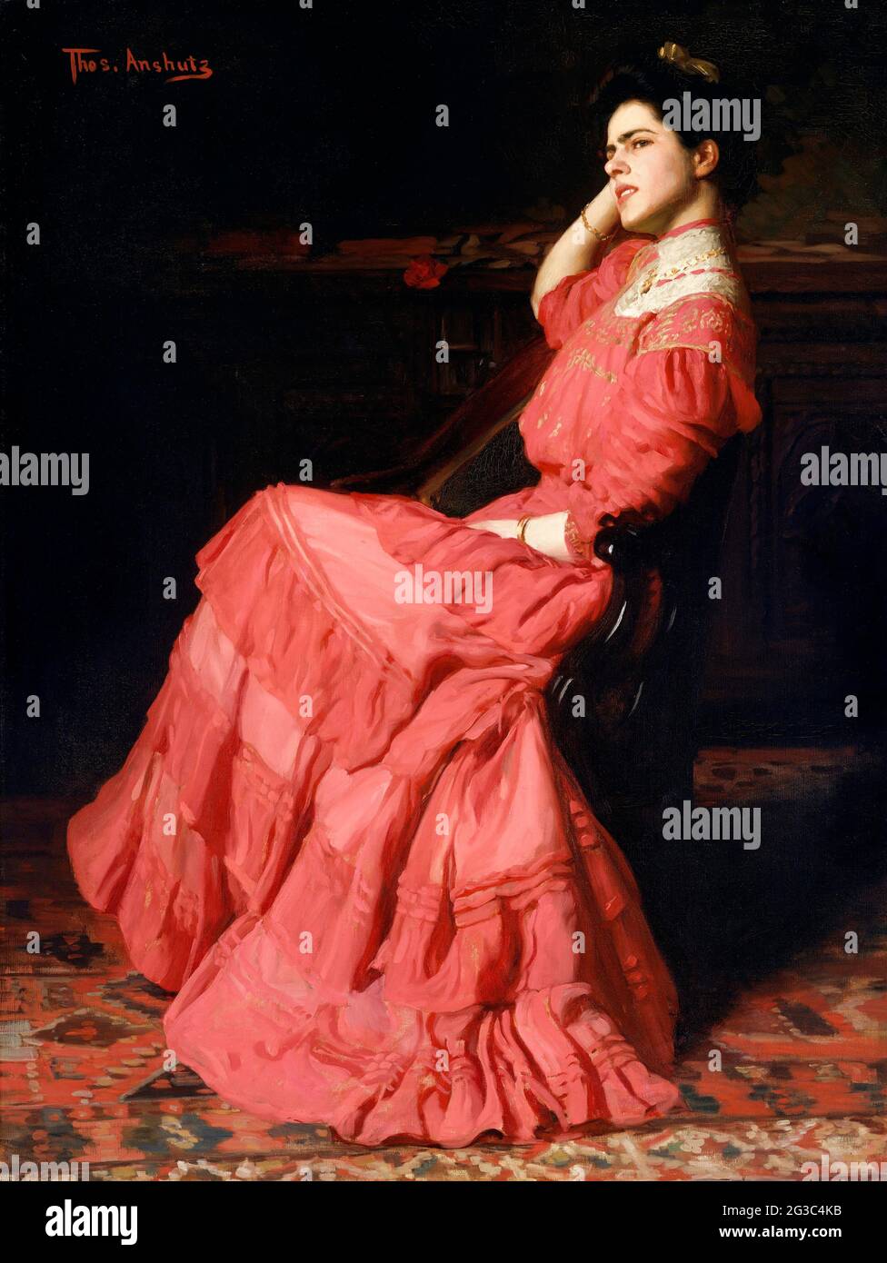 Thomas Anshutz. Painting entitled 'A Rose' by Thomas Pollock Anshutz (1851-1912), oil on canvas, 1907 Stock Photo