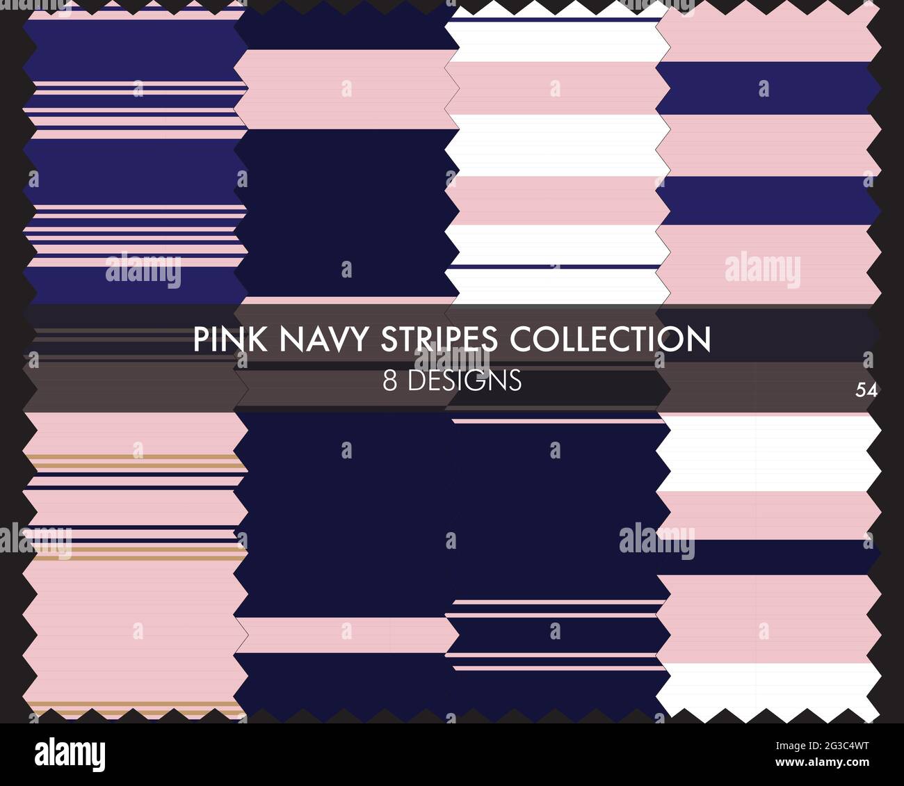 Striped seamless pattern collection includes 8 designs for fashion ...