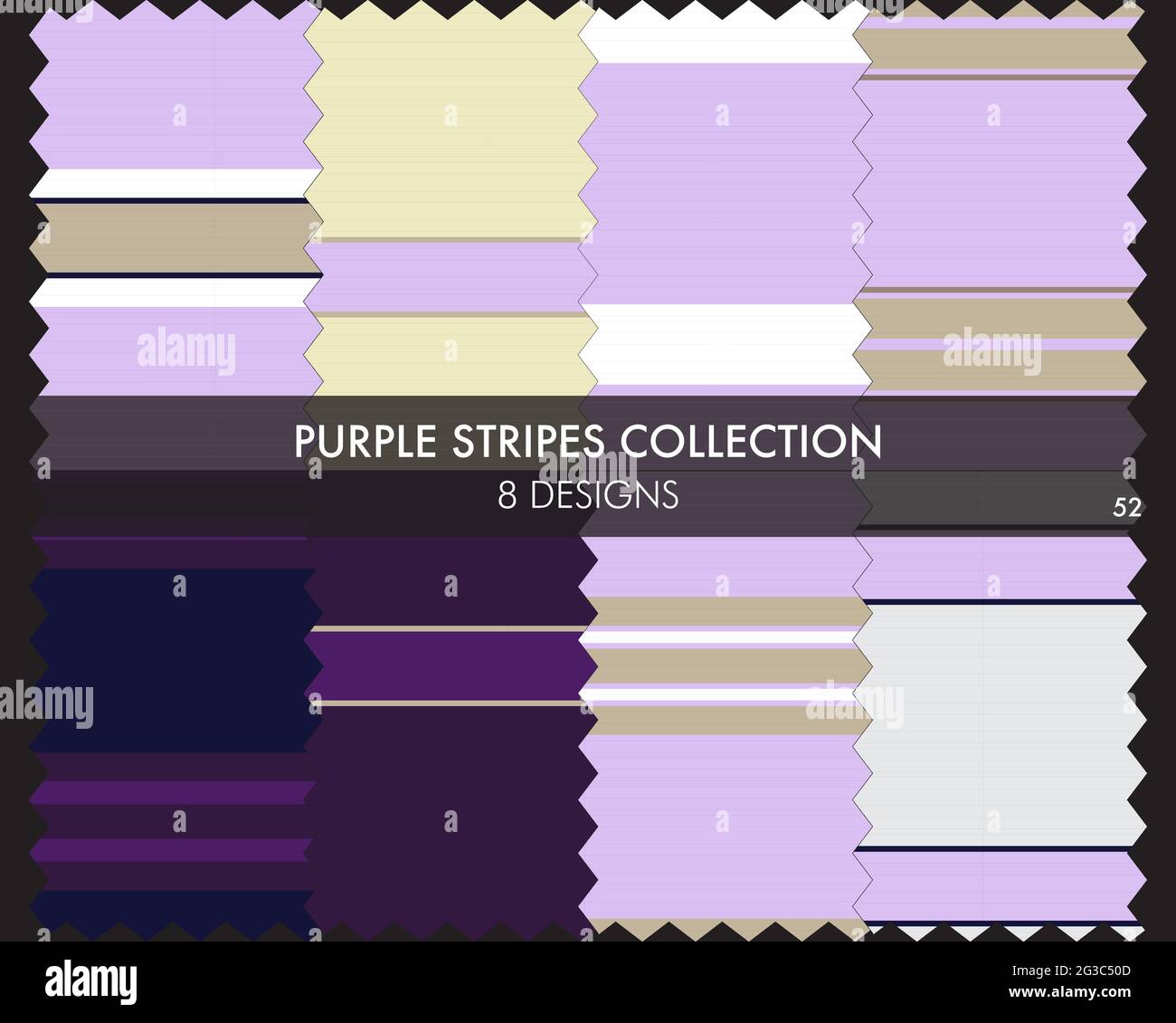 Striped seamless pattern collection includes 8 designs for fashion textiles, graphics Stock Vector