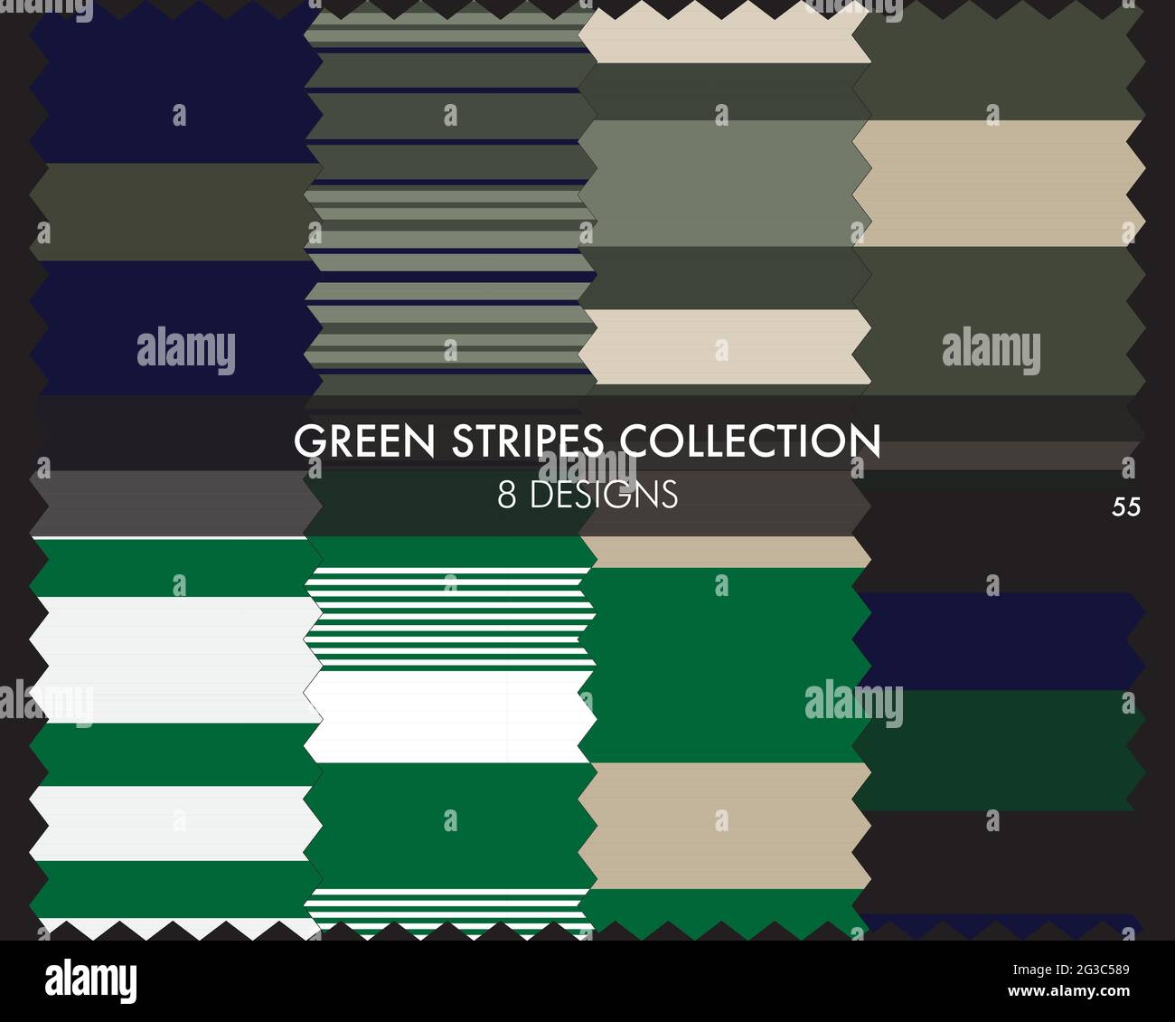 Striped seamless pattern collection includes 8 designs for fashion ...
