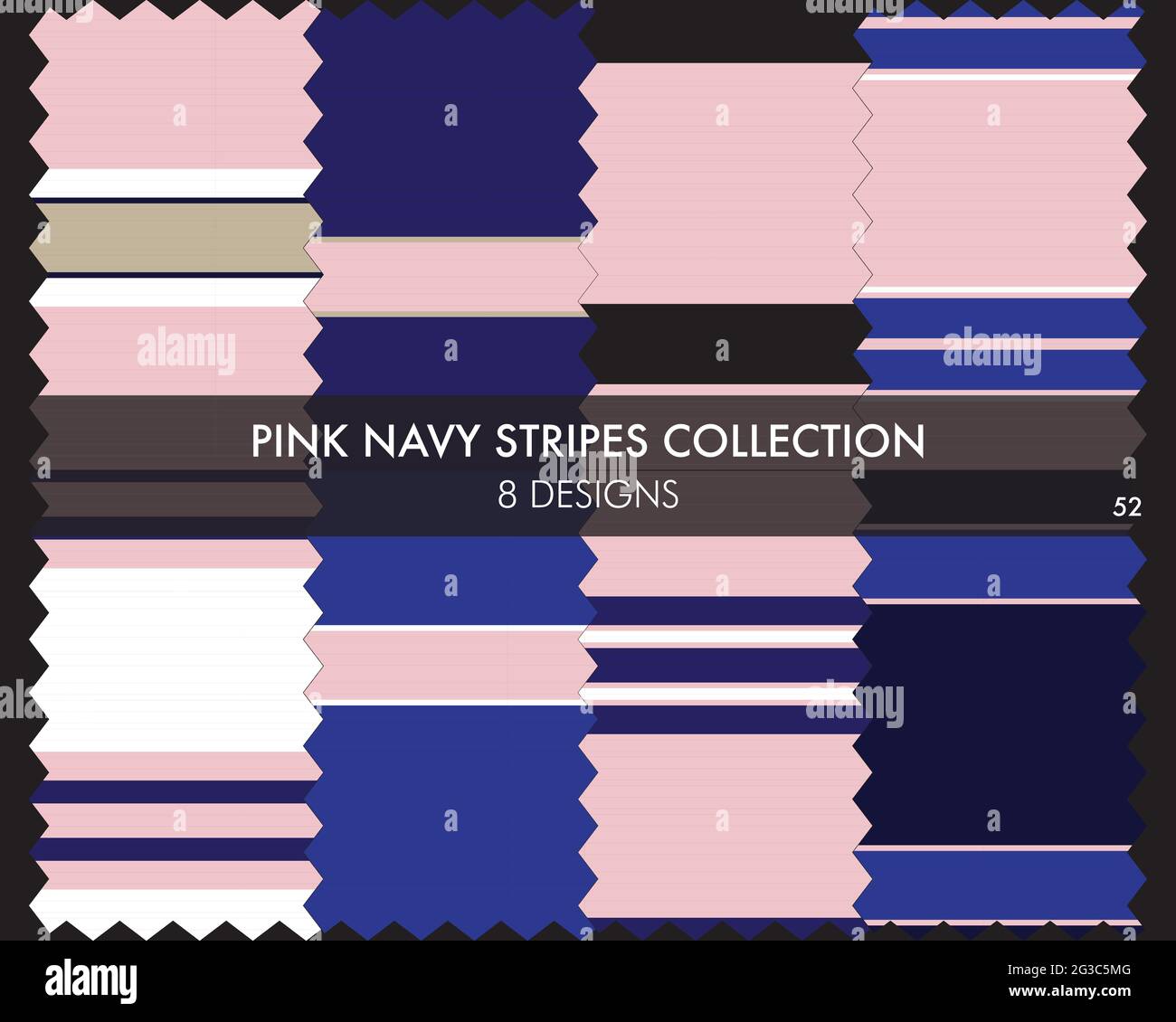 Striped seamless pattern collection includes 8 designs for fashion textiles, graphics Stock Vector