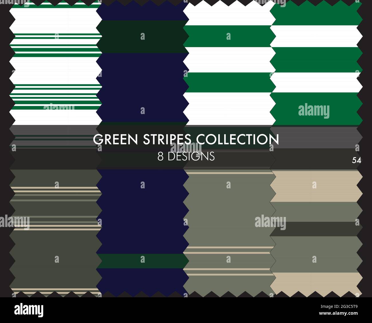 Striped seamless pattern collection includes 8 designs for fashion textiles, graphics Stock Vector