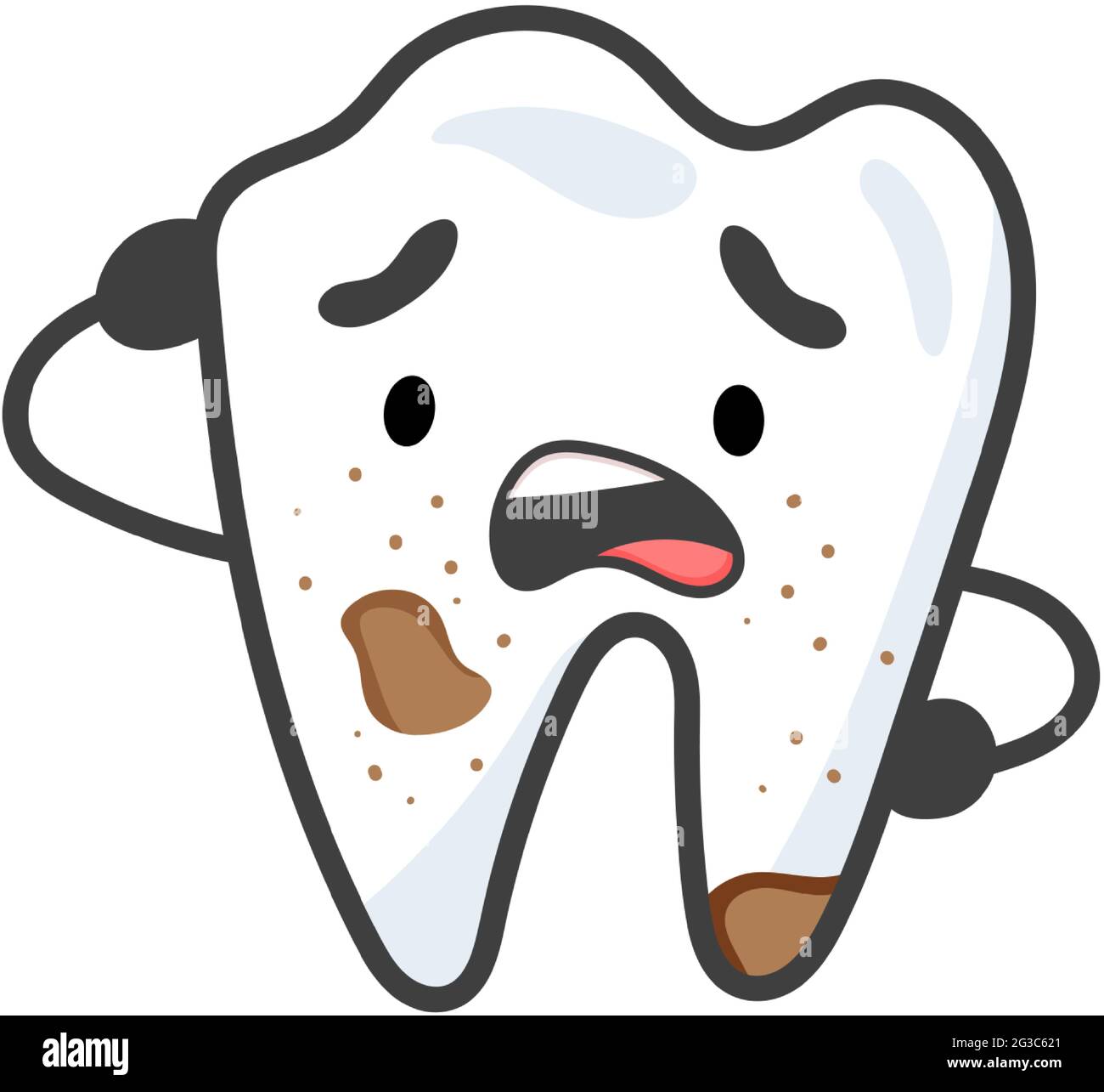The tooth is sick with caries. Vector illustration in flat style Stock ...