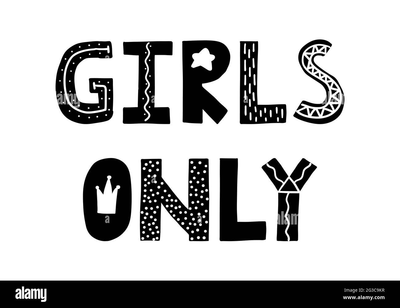 Girls only. Cute hand drawn poster with lettering in scandinavian style.  Phrase fornurcery room. Vector illustration Stock Vector Image & Art - Alamy