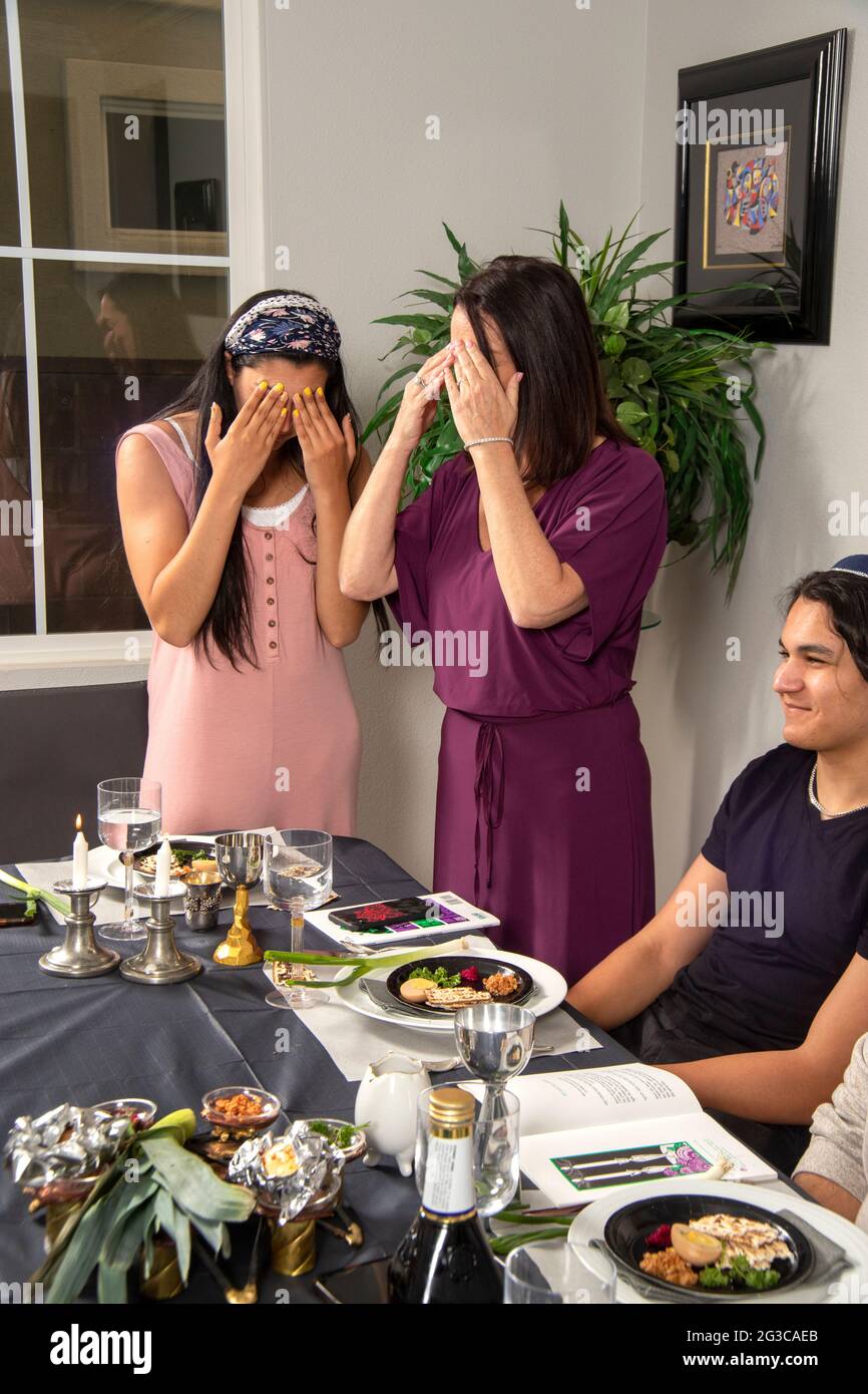 At the traditional dinner table for a Passover Seder at a Southern