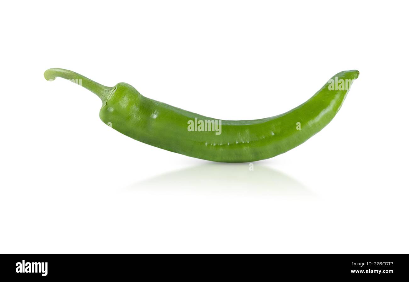 Green hot chili peppers isolated on a white background Stock Photo - Alamy
