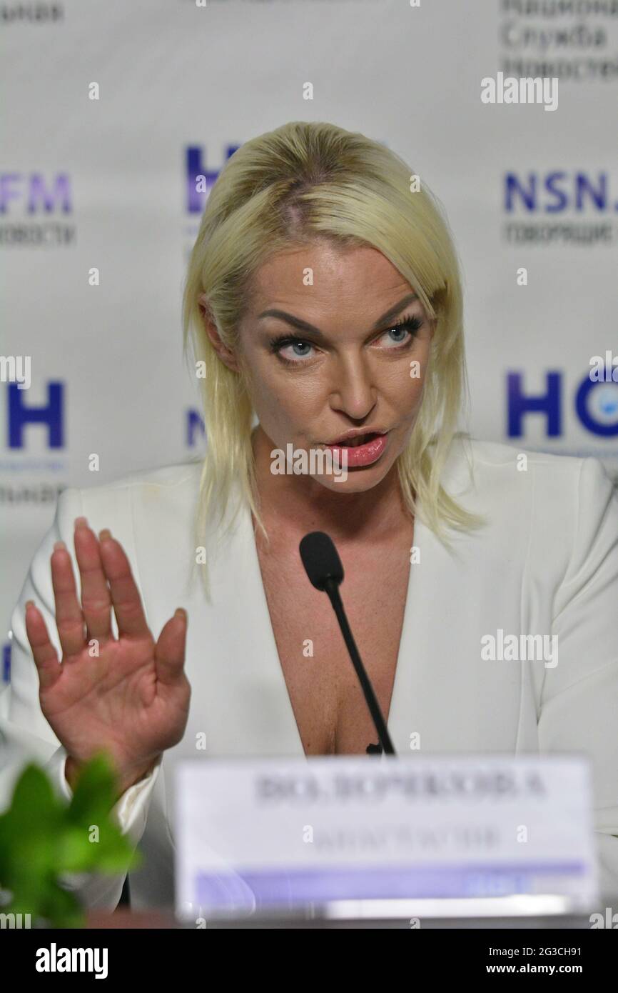 Press conference of the famous Russian ballerina Anastasia Volochkova on  the topic of her litigation with the Bolshoi Theater.National News Service  Agency, Moscow June 15, 2021. On the picture: Anastasia Volochkova. Photo: