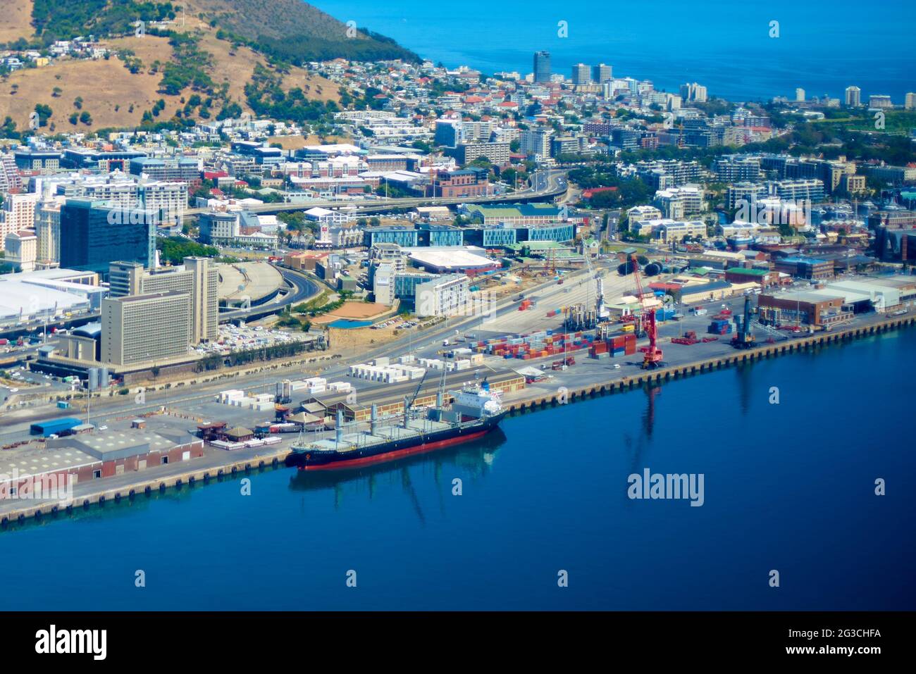 Aerial of Bulk Carrier Gant Flair IMO: 9554066 at Cape Town harbour Stock Photo