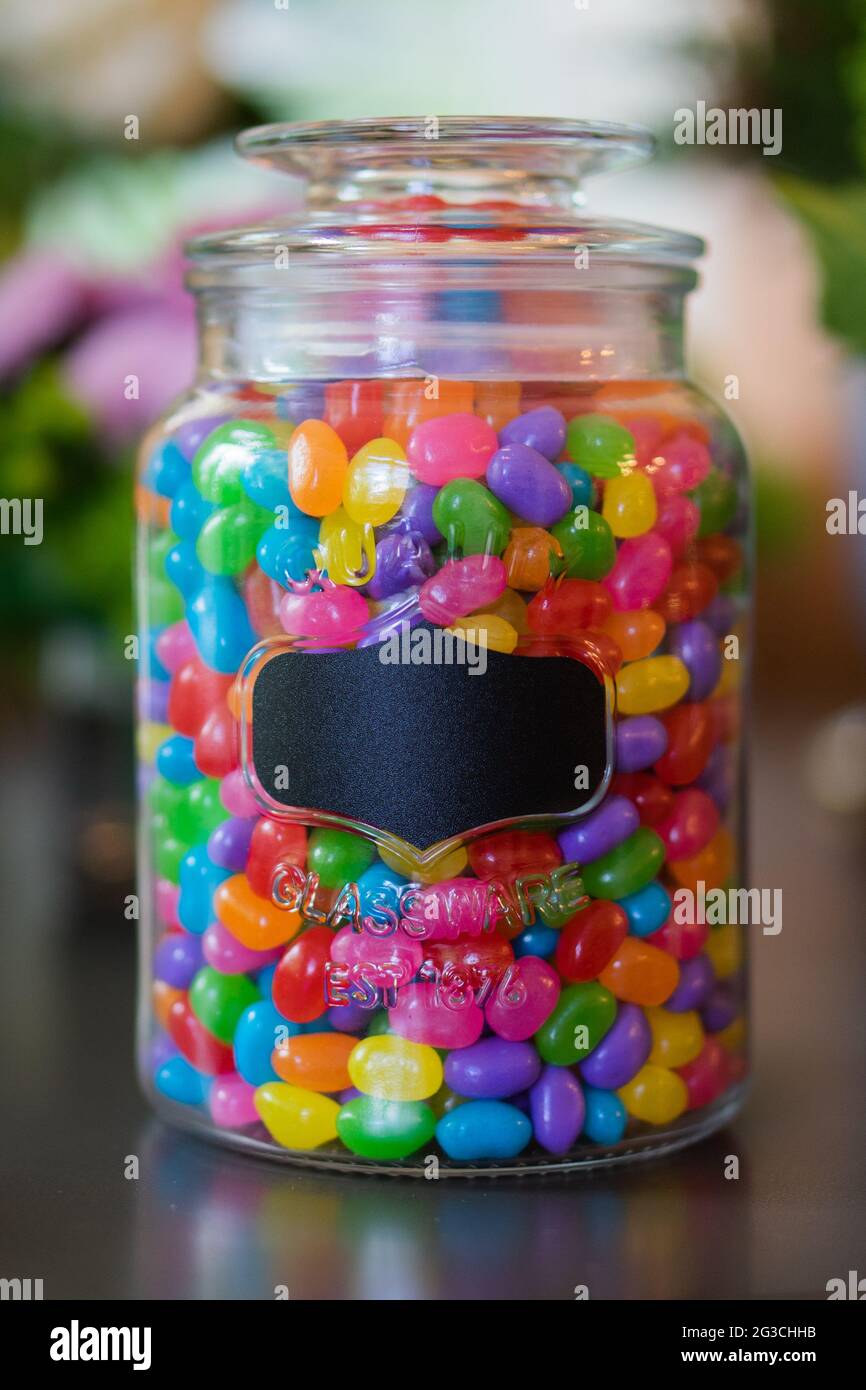 Colorful jelly beans container hi-res stock photography and images - Alamy