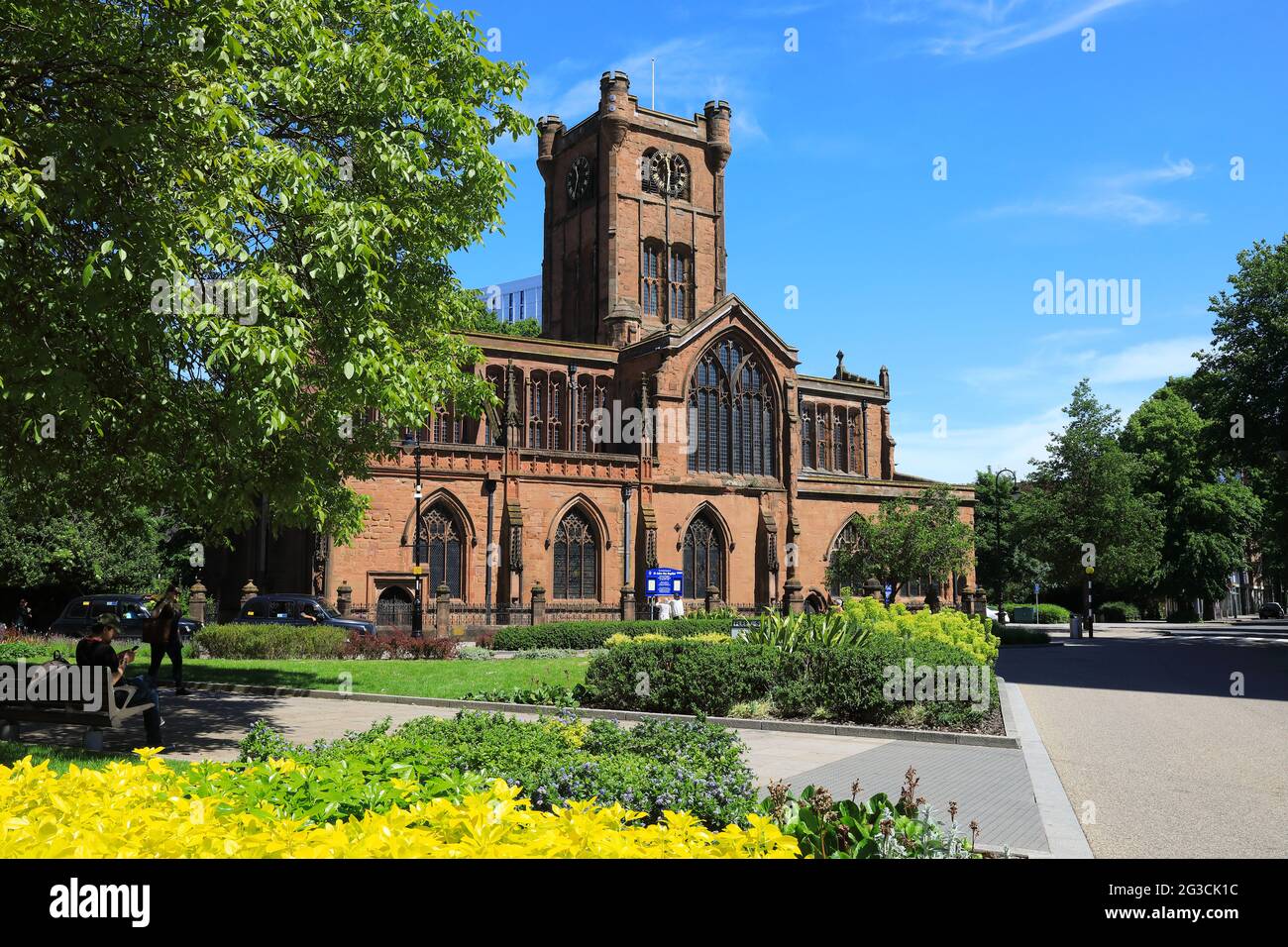 The Collegiate & Parish church of St John the Baptist, on Fleet St, located in the medieval area of Spon Street, in Coventry city centre, UK Stock Photo