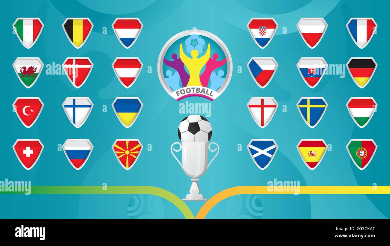 European football 2020, 2021 tournament final concept vector. Silver
