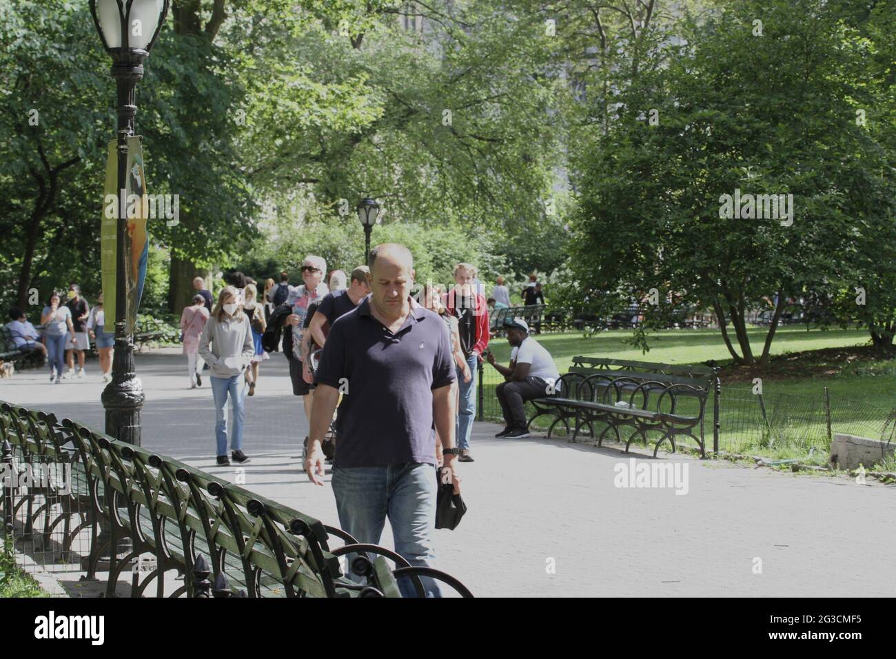 New York, USA. 15th June, 2021. (NEW) Movement at Central Park. June 15,  2021, New York, USA: Movement of people at Central Park in a very hot  weather taken advantage of by