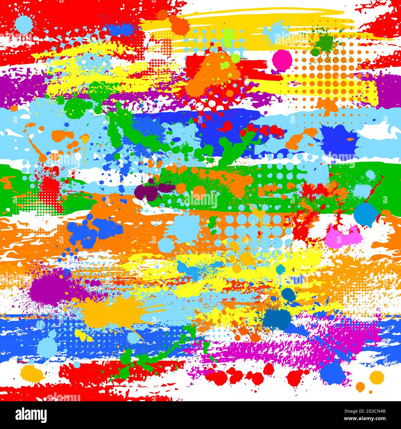 Seamless rainbow background made from brush strokes. Vector illustration Stock Vector