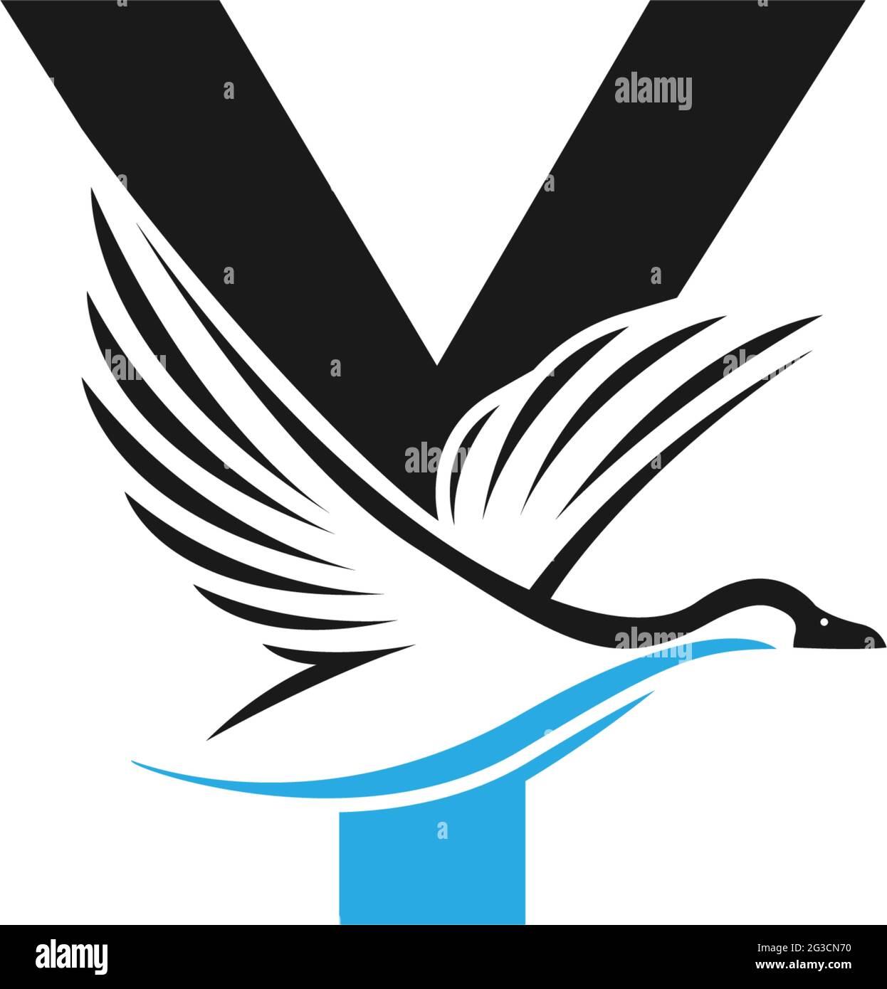 Letter Y with duck icon logo design illustration vector Stock Vector