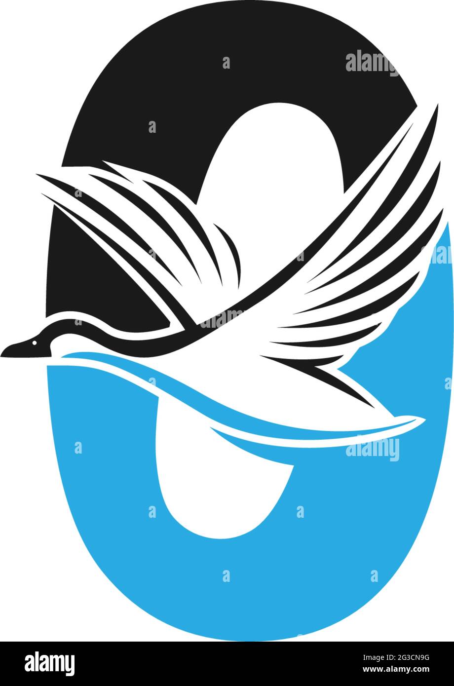 Number zero with duck icon logo design illustration vector Stock Vector