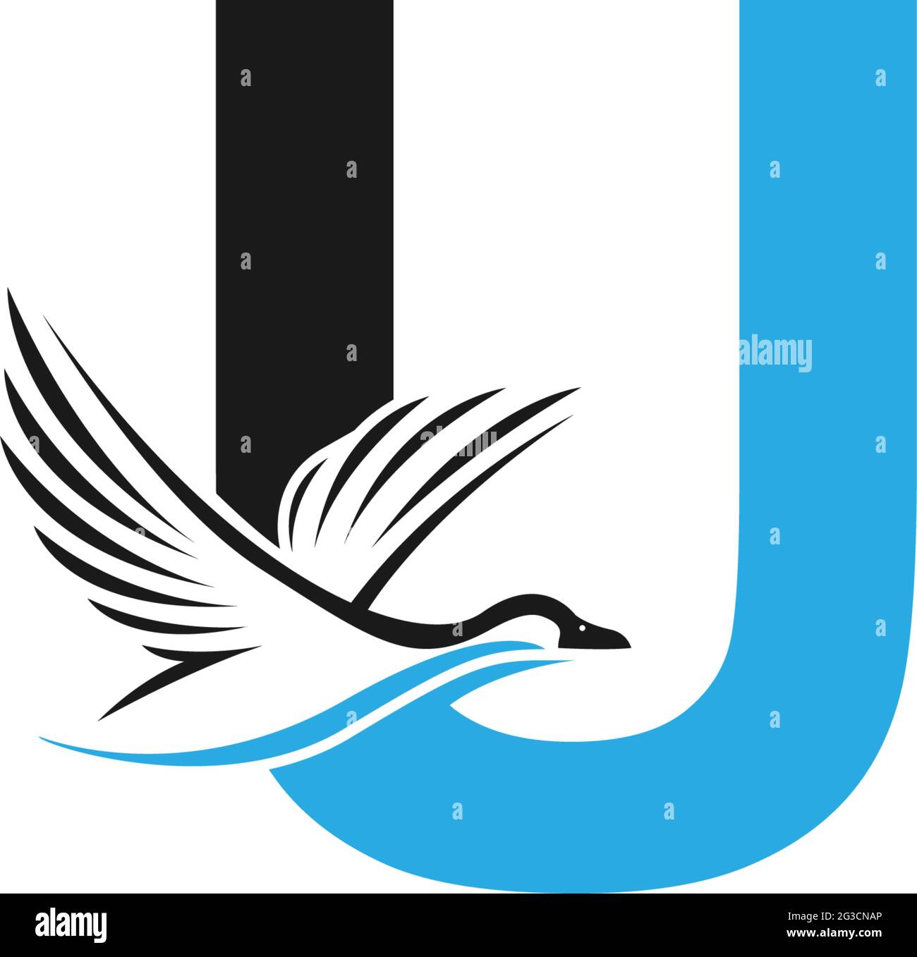 Letter U with duck icon logo design illustration vector Stock Vector