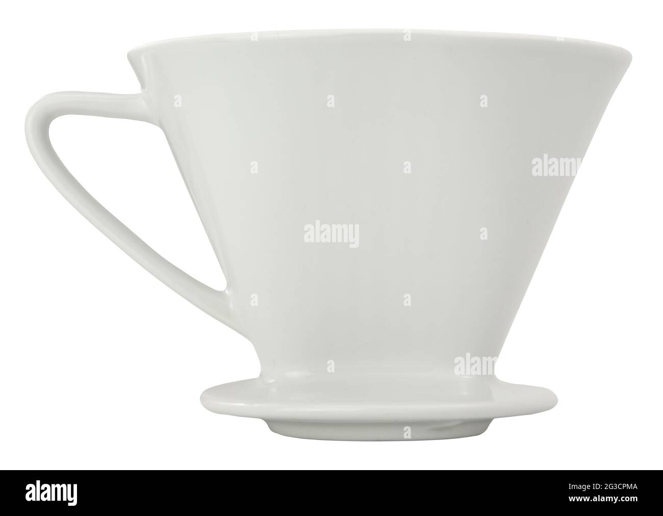 White Porcelain Coffee Filter Cone, Or Dripper, For Brewed Pour-Over Coffee Stock Photo