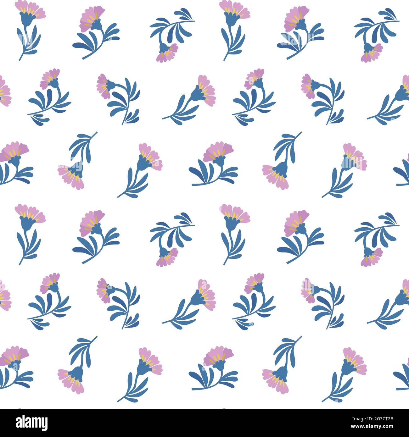 Simplistic Flower Pattern Vector floral pattern in minimalistic style with cute simple stylized ...