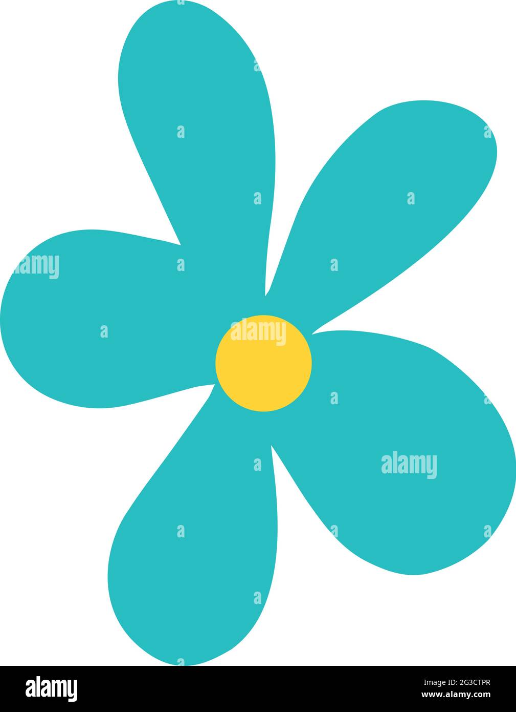 Turquoise flower. Vector illustration in the doodle style. Stock Vector