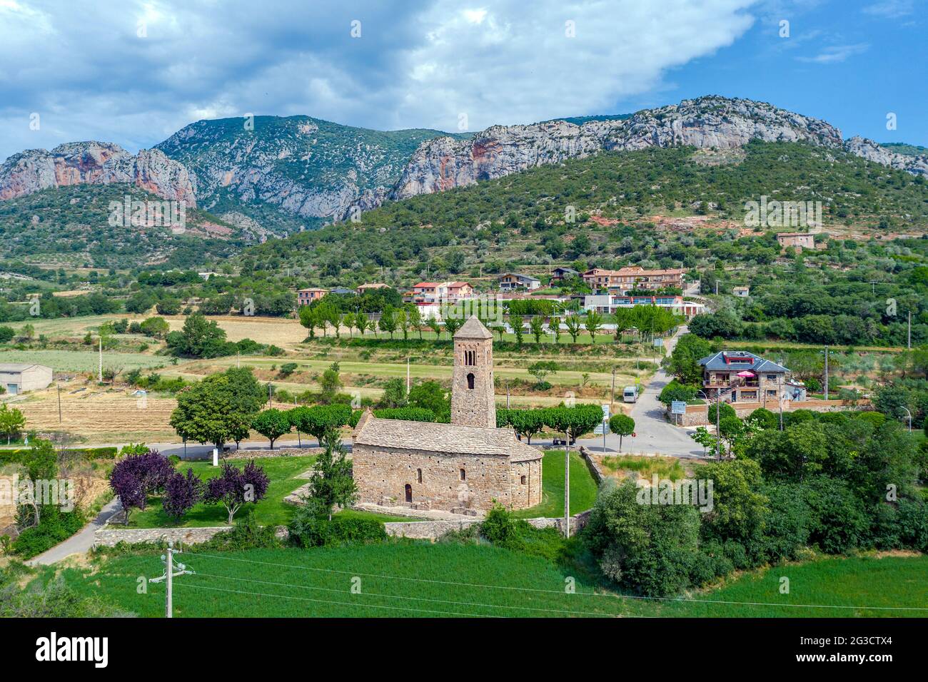 Hermitage of Sant Marc de Batlliu in Coll de Nargo, Catalonia Spain, panoramic view Stock Photo