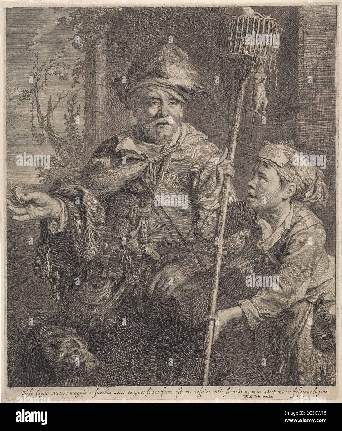 The rat catcher with his servant. A rat vendor with his dog and servant ...