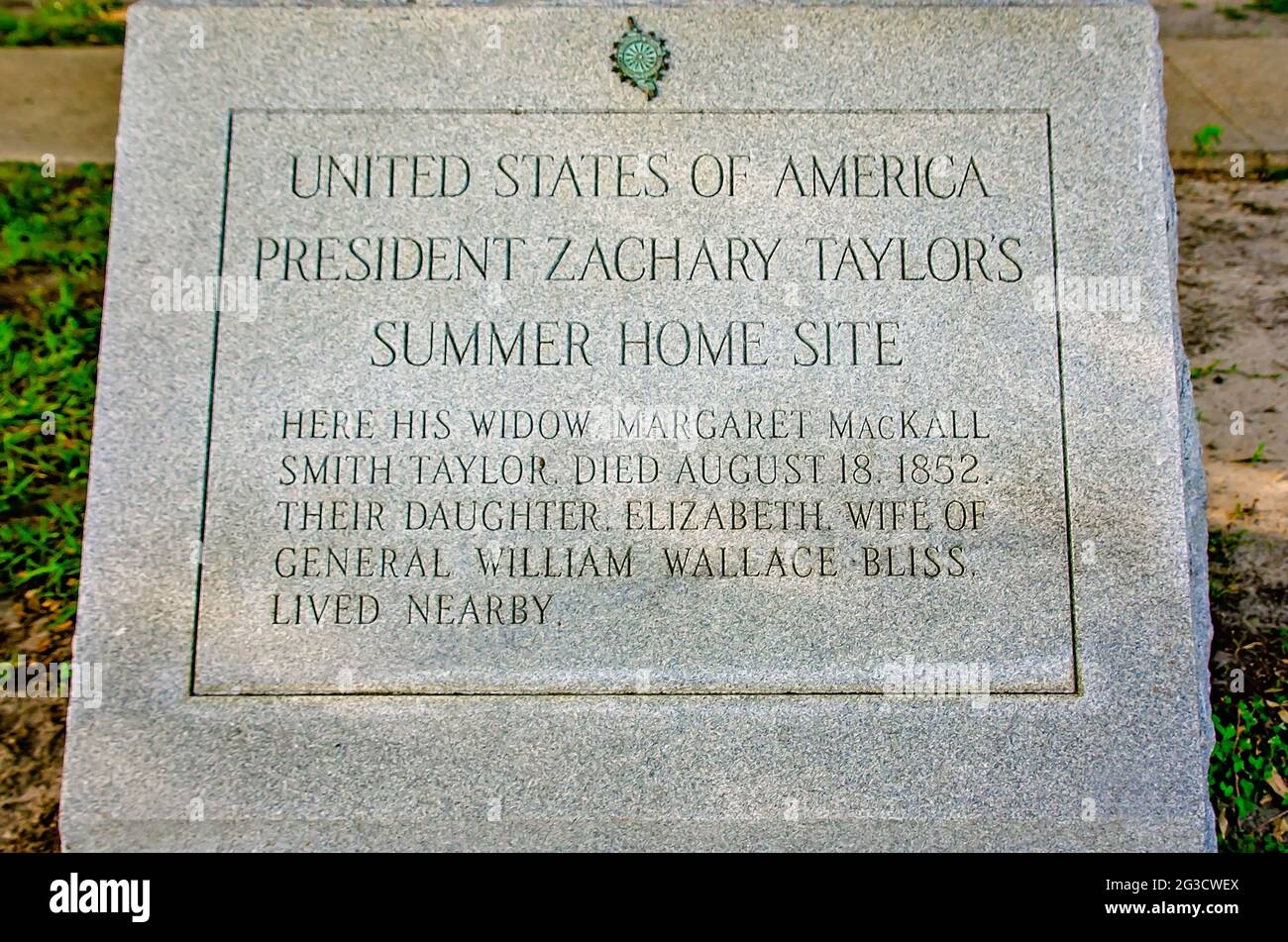 A monument marks the former site of President Zachary Taylor’s summer