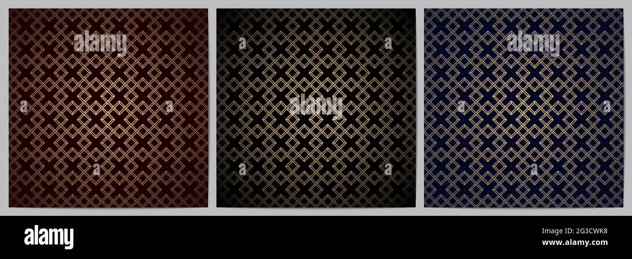 Set of abstract geometric seamless pattern with golden lines.Luxury of ...
