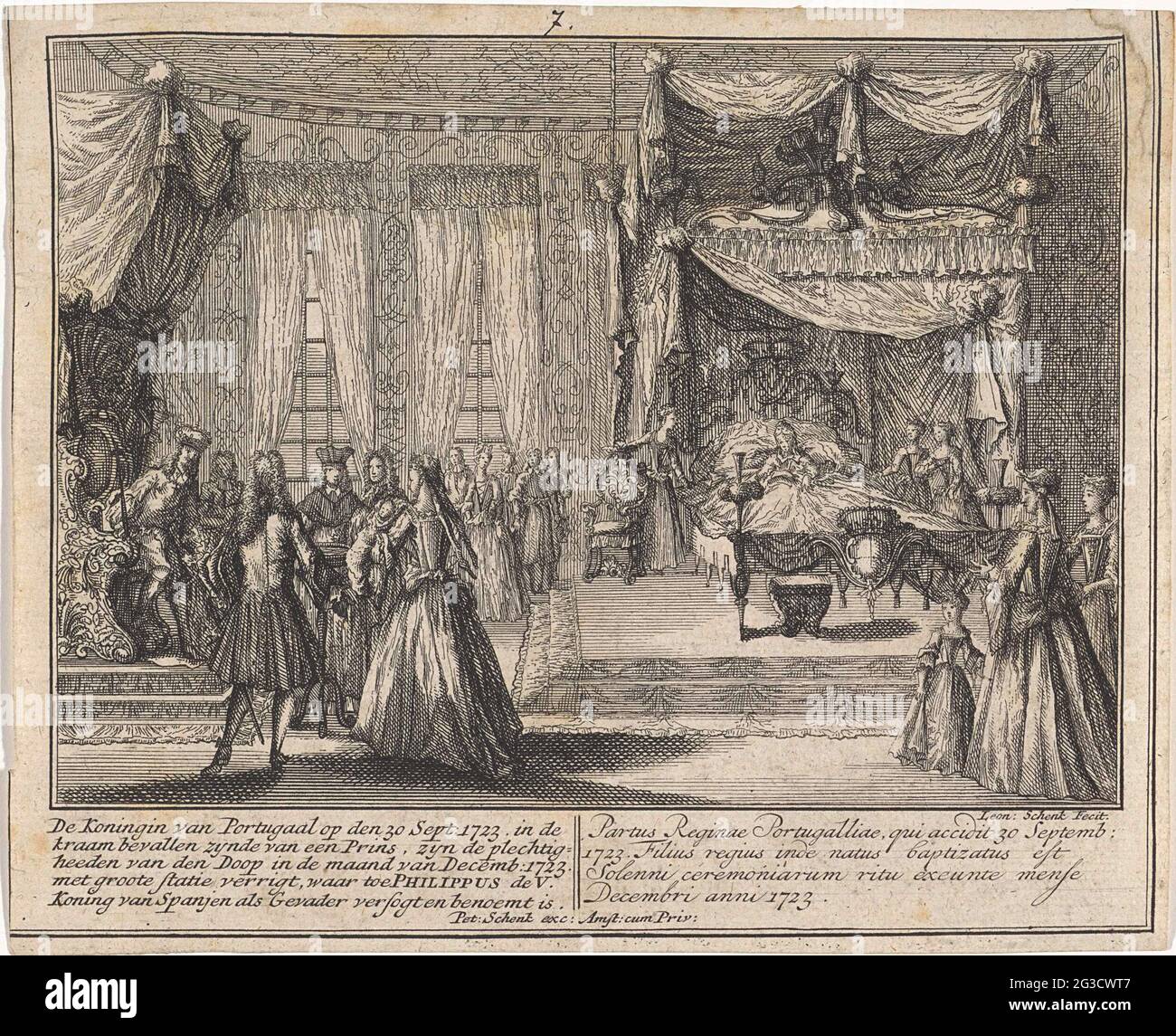 Baptism of the Spanish Infant; The queen of Portugaal on Sept. 30. 1723  Giving birth to a prince to the ceremony of the baptism in the month of  Decemb. 1723 with great