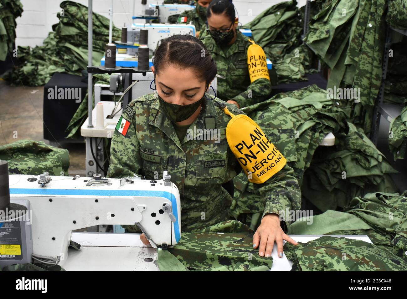 MEXICO CITY, MEXICO JUNE 15 A military manufactures uniforms for