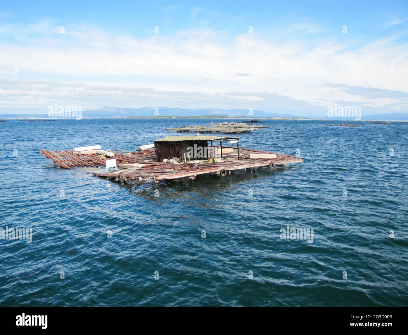 A fishing raft. Pridive fishing piers and rafts to install nets and