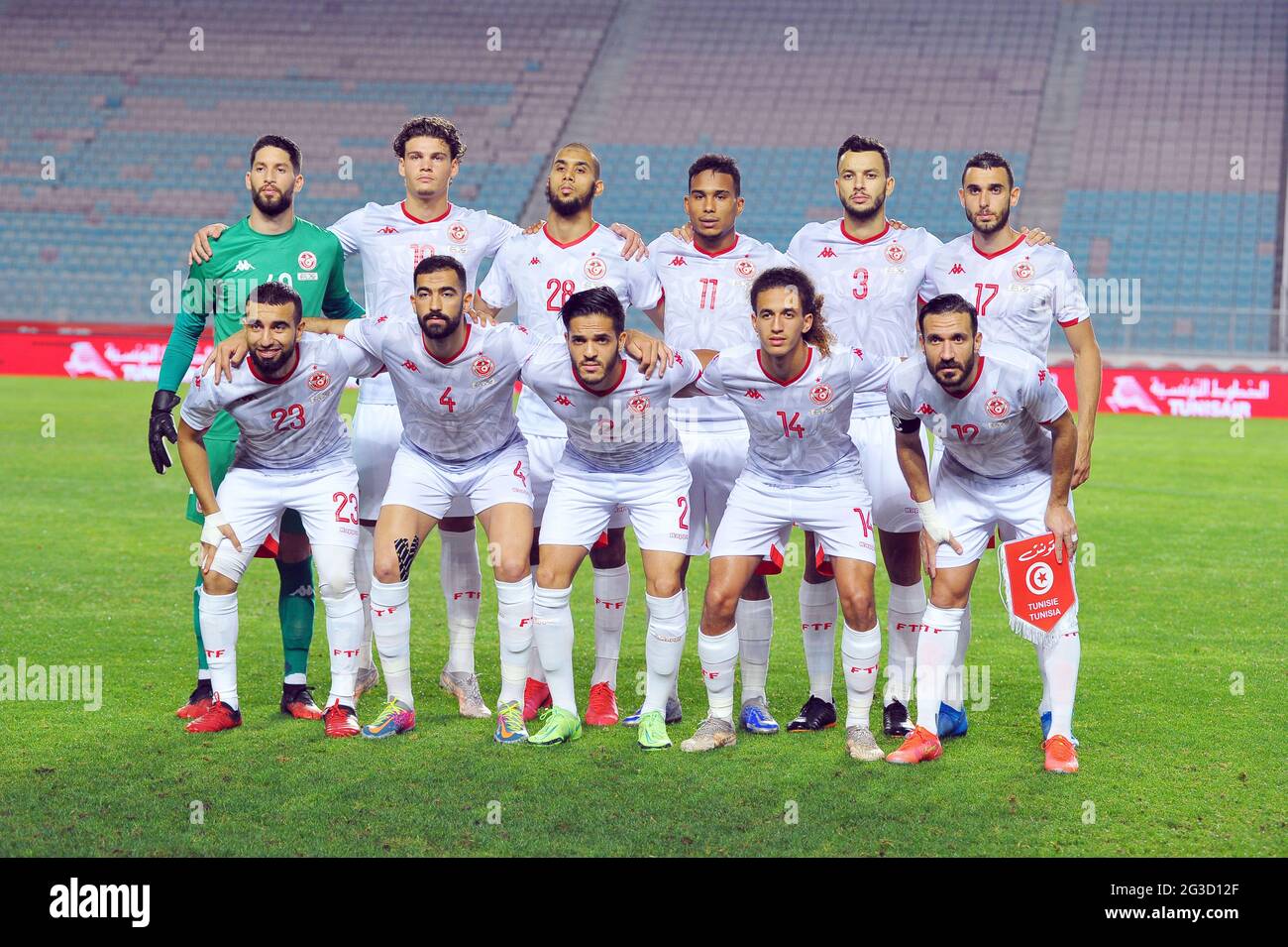 Rades, Tunis, Tunisia. 15th June, 2021. Team of Tunisia during the match  FIFA Day friendly match Tunisia-Mali at Rades stadium Photo:Chokri Mahjoub.  Credit: Chokri Mahjoub/ZUMA Wire/Alamy Live News Stock Photo - Alamy