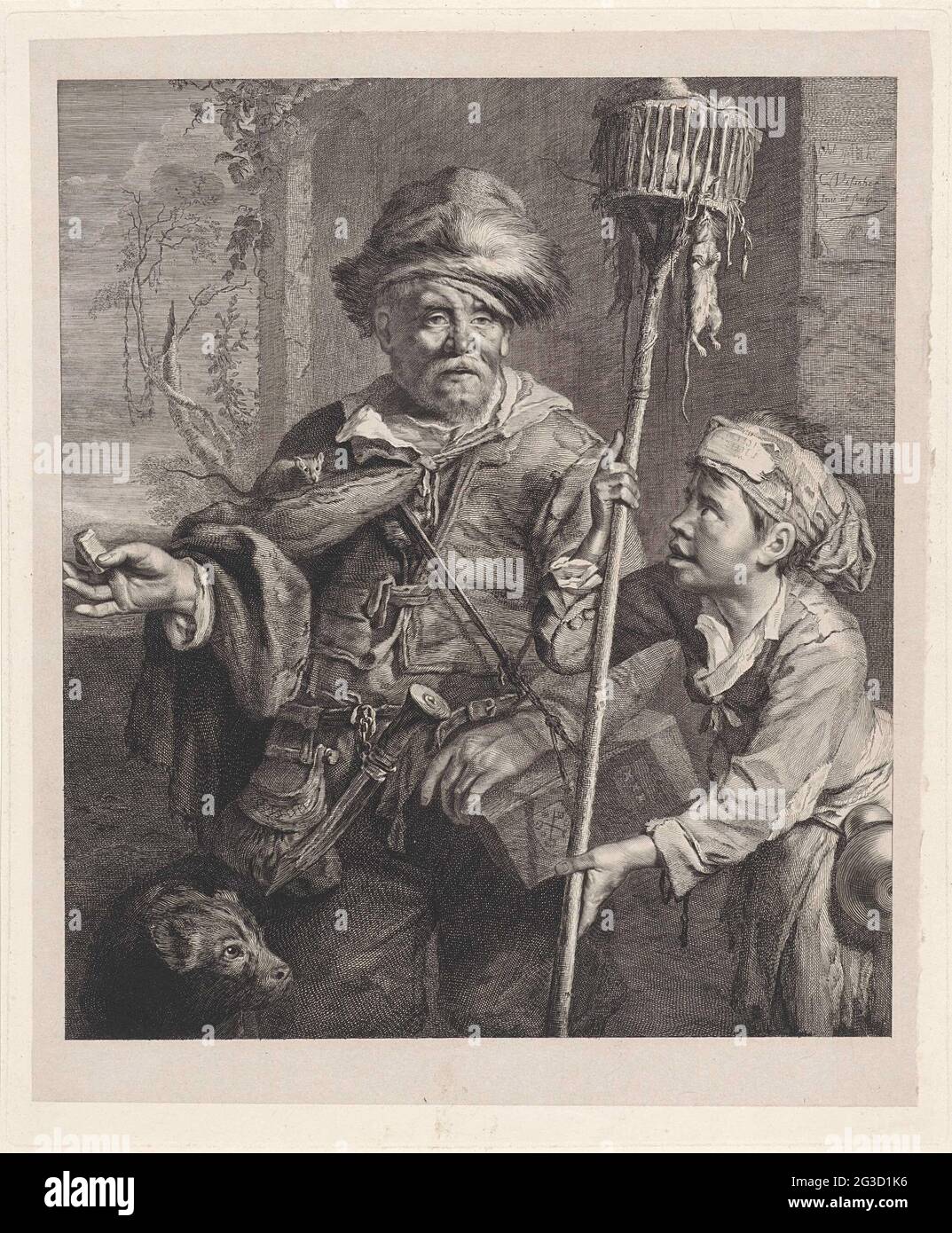 The rat catcher with his servant. A rat catcher with his dog and ...