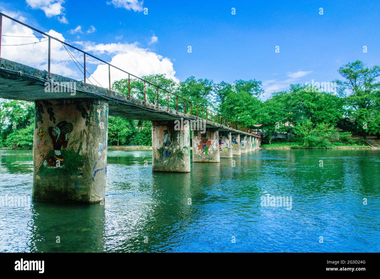 The countryside scenery with a bridge in the summer Stock Photo - Alamy