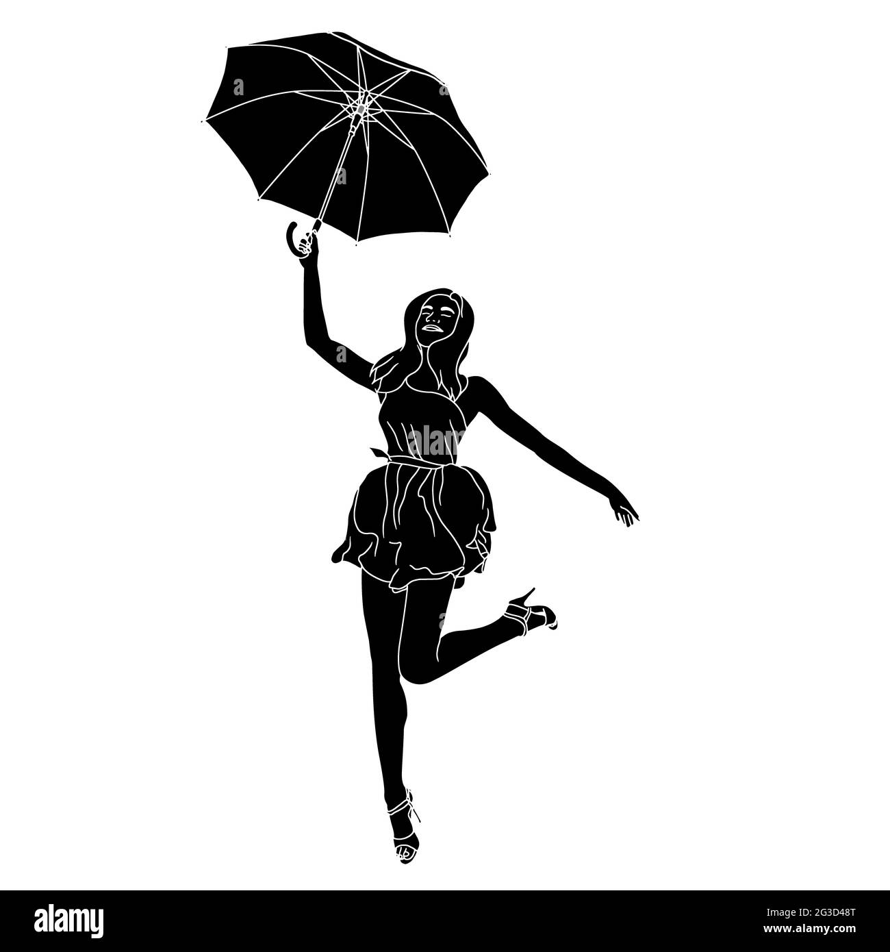 Cartoon umbrella Black and White Stock Photos & Images Alamy