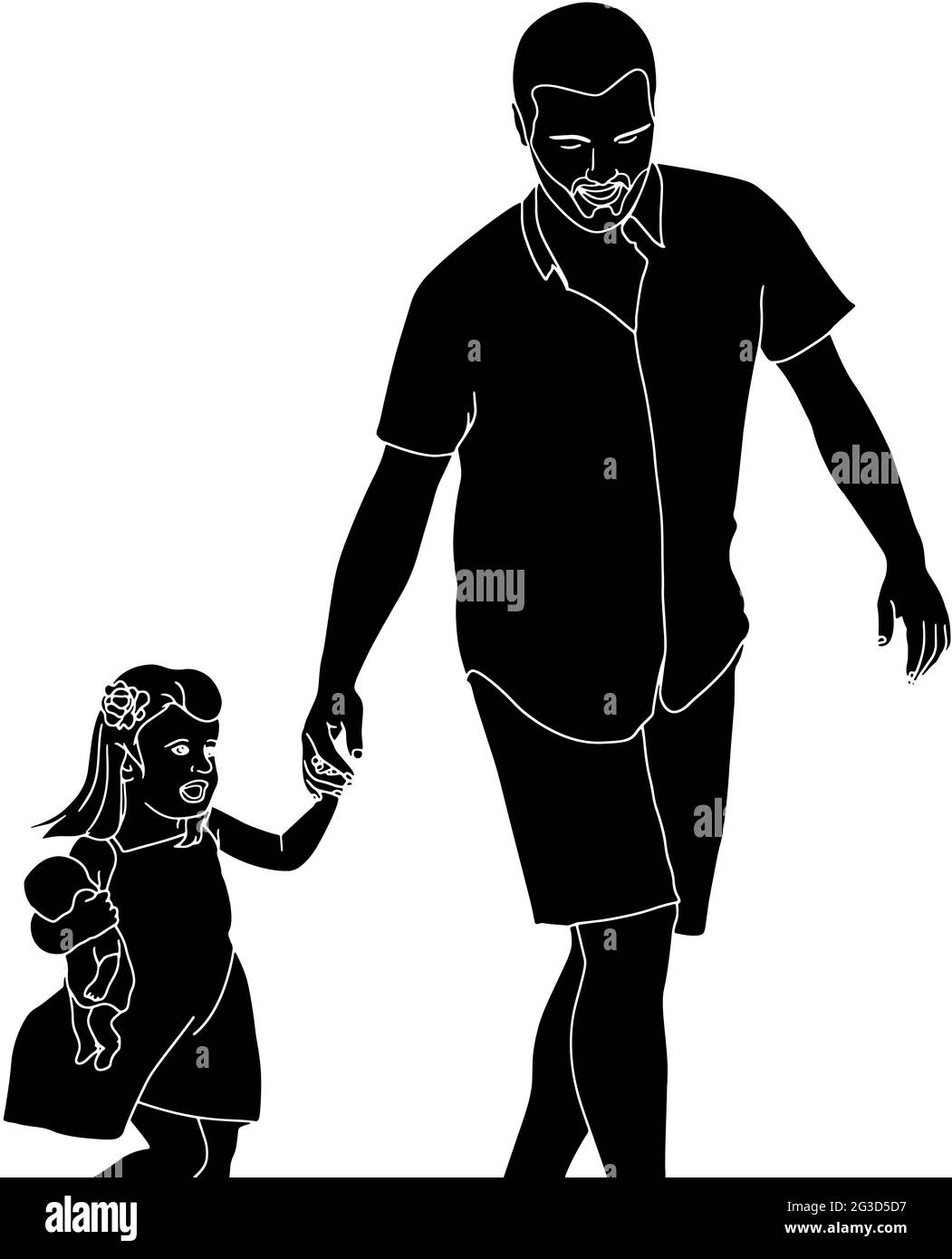 Illustration of a father and child bonding moment on a white background Stock Photo