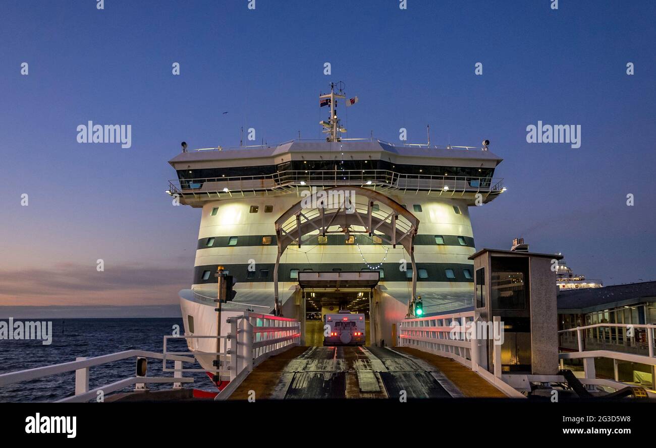 Spirit of Tasmania Ferry loading vehicles in Port Melbourne, Australia Stock Photo