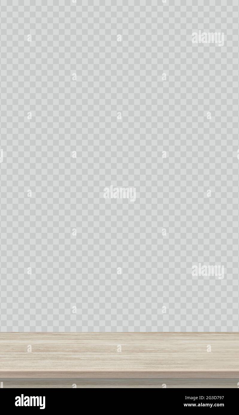 Large table top solid wood texture, transparent background - Vector illustration Stock Vector