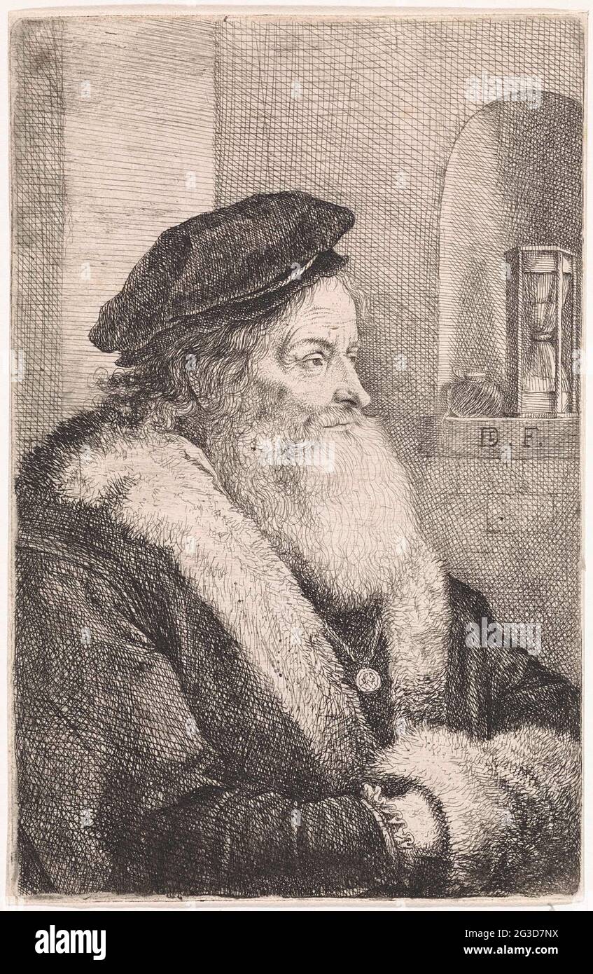 Old man with beard. An old man with beard and a beret on the head holds ...