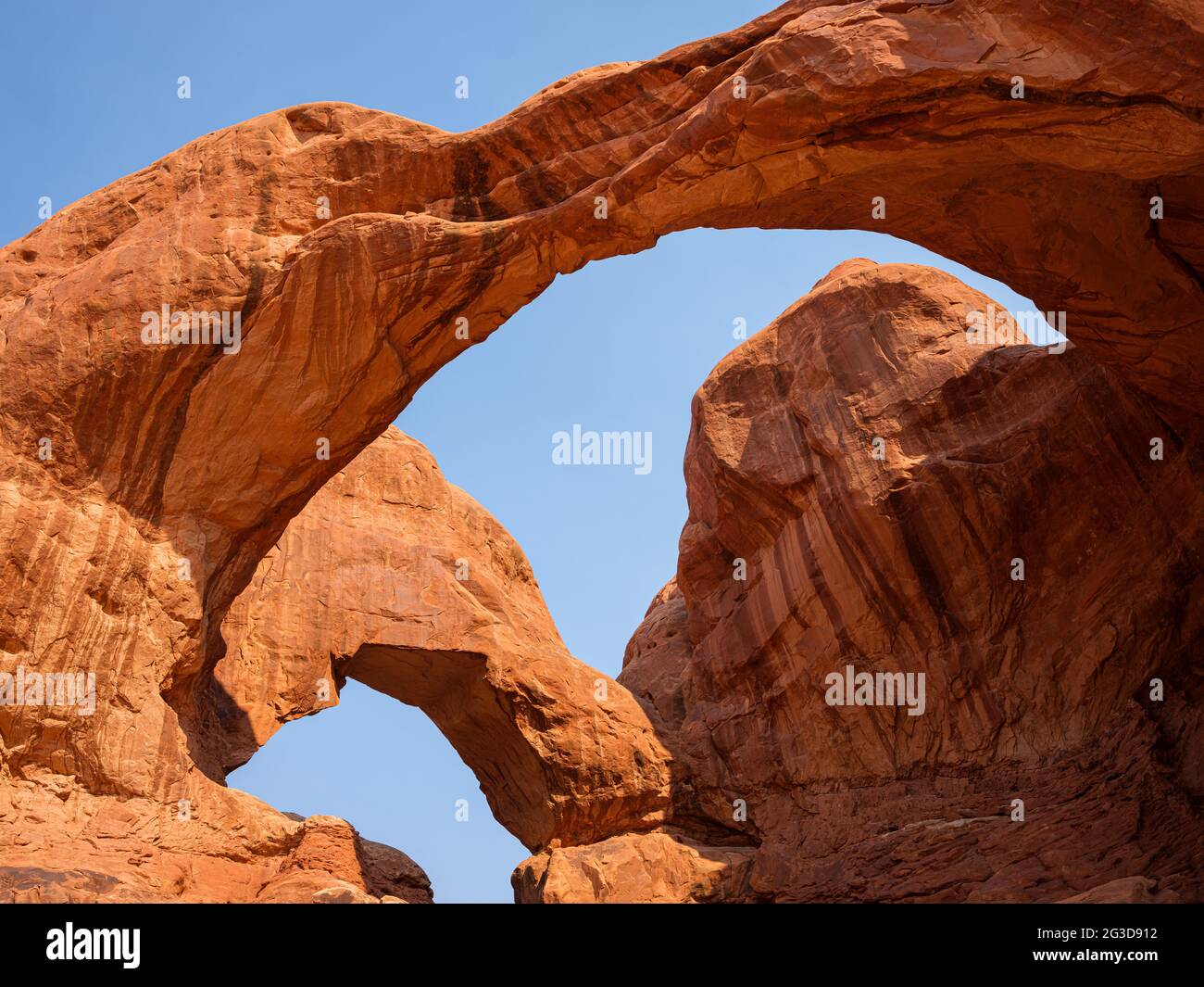 ARCHES NATIONAL PARK, UTAH - CIRCA AUGUST 2020: The Double Arch in Arches National Park. Double Arch is a close-set pair of natural arches in Arches N Stock Photo
